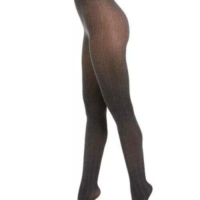 INC International Concepts Herringbone Metallic Tights Black